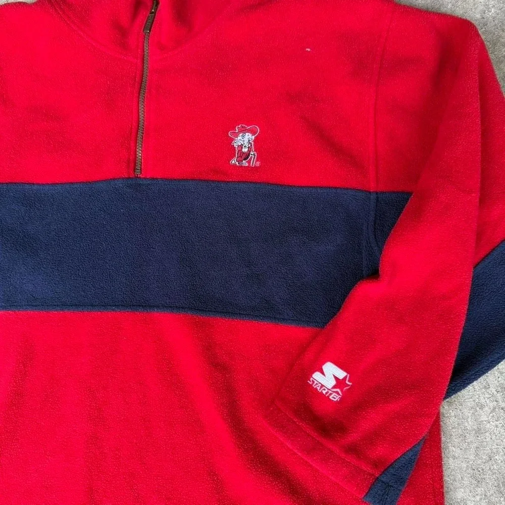 Vintage Starter Ole Miss Fleece Quarterzip Sweater sweatshirt Retro College‎ XL